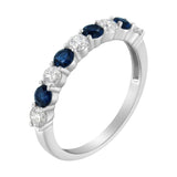 10KT White Gold 1/2 cttw Diamond and 3MM Created Gemstone Band Ring (H-I, I1-I2)-4 thumbnail 5