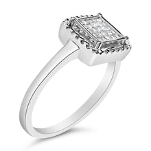 .925 Sterling Silver 1/5 Cttw Invisible Set Princess Cut Diamond Promise Ring with Beaded Halo (H-I Color, I1-I2 Clarity)-2