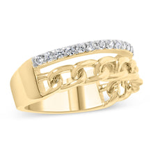10K Yellow Gold 1/5 Cttw Diamond Cuban Link Ring Band (I-J Color, I2-I3 Clarity)-2