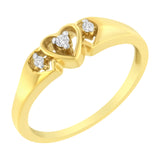 10KT Yellow Gold 1/20 cttw Diamond Triple Heart Diamond Ring (K-L, I1-I2)-2 thumbnail 3