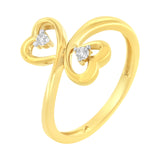 14KT Yellow Gold 1/20 ctw. Dual Heart Diamond Ring (K-L, I1-I2)-2 thumbnail 3