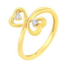 14KT Yellow Gold 1/20 ctw. Dual Heart Diamond Ring (K-L, I1-I2)-2