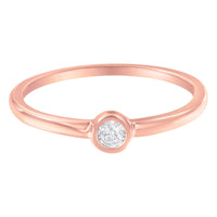 14K Rose Gold Plated .925 Sterling Silver Miracle Set Diamond Ring (1/20 Cttw, J-K Color, I1-I2 Clarity)