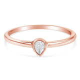14K Rose Gold Plated .925 Sterling Silver 1/20 Carat Diamond Teardrop Pear-Shaped Miracle Set Petite Fashion Ring (J-K Color, I1-I2 Clarity)-2 thumbnail 3