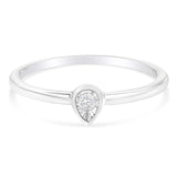 .925 Sterling Silver 1/20 Carat Diamond Teardrop Pear-Shaped Miracle Set Petite Fashion Promise Ring (J-K Color, I1-I2 Clarity)-2 thumbnail 3