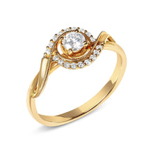 14K Yellow Gold 1/3 Cttw Diamond Solitaire and Halo Swirl Engagement Ring (G-H Color, VS2-SI1 Clarity)- Size 7-2