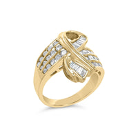 14K Yellow Gold 1 1/3 Cttw Channel Set Diamond Bypass Cocktail Ring (J-K Color, I1-I2 Clarity) - Ring Size 7