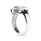 14K White Gold 1.00 Cttw Baguette and Princess-Cut Diamond Cocktail Art Deco Style Ring (H-I Color, SI1-SI2 Clarity)-2 thumbnail 3