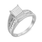 10K White Gold 1/3 Cttw Invisible Set Princess-cut Diamond Cluster Bypass Ring (H-I Color, SI1-SI2 Clarity)-2 thumbnail 3