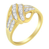 10K Yellow Gold Plated .925 Sterling Silver 1.0 Cttw Diamond Flower Cluster Open Halo Floral Ring (J-K Color, I2-I3 Clarity)-2 thumbnail 3