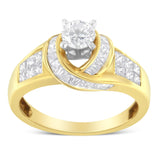 14K Two-Toned Gold Round, Baguette and Princess Cut Diamond Ring (1 1/8 Cttw, H-I Color, SI2-I1 Clarity)-2 thumbnail 3