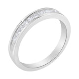 IGI Certified 1/2 Cttw Princess Cut Diamond 18K White Gold Channel Set Half Eternity Style Wedding Band Ring (H-I Color, SI2-I1 Clarity)-2 thumbnail 3