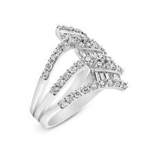 18K White Gold 1 3/4 Cttw Diamond Multi Crossover and Split Shank Cocktail Ring-2