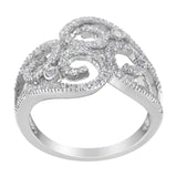 14K White Gold Round Cut Diamond Cluster Ring (1/2 cttw, SI1-SI2 Clarity, H-I Color)-2 thumbnail 3