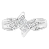 10K White Gold 1/3 Cttw Princess and Baguette Cut Diamond Bypass Style Cocktail Ring (I-J Color, I1-I2 Clarity)-2 thumbnail 3