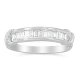 .925 Sterling Silver 1/2 Cttw Baguette Cut Diamond Channel Set X-Station Wedding Ring (H-I Color, I1-I2 Clarity)-2 thumbnail 3