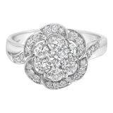 14K White Gold Floral Cluster Diamond Ring (1 Cttw, H-I Color, SI2-I1 Clarity)-2 thumbnail 3