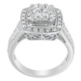 10K White Gold Diamond Cluster Ring (1 Cttw, H-I Color, SI2-I1 Clarity)-2 thumbnail 3