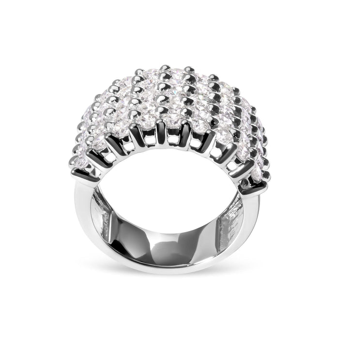 14k White Gold 4.0 Cttw Diamond 5 Row Ring Band (I-J Color, I1-I2 Clarity)