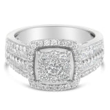 10K White Gold Diamond Cluster Ring (1 Cttw, H-I Color, I1-I2 Clarity)-2 thumbnail 3