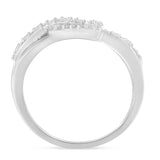 .925 Sterling Silver 1/8 Cttw Diamond Open Heart Leaf Curvy Bypass Accent Fashion or Promise Ring (I-J Color, I2-I3 Clarity)-2 thumbnail 3