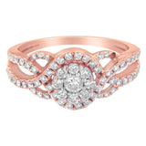 10K Rose Gold 3/4 Cttw Diamond Floral Cluster Head and Twisted Shank Cocktail  Ring (H-I Color, SI1-SI2 Clarity)--2 thumbnail 3