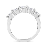 14K White Gold 1.00 Cttw Brilliant Round Cut Diamond 5-Stone Band Ring (H-I Color, SI2-I1 Clarity)