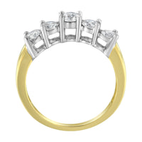 14KT Two Toned Gold 5 Stone Diamond Ring (1 cttw, H-I Color, SI1-SI2 Clarity)