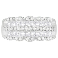 14K White Gold 1 1/7ct. TDW Round and Princess-Cut Diamond Ring(H-I, SI2-I1)