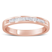 10K Rose Gold over .925 Sterling Silver 1/5 Cttw Diamond Channel-Set Stackable Band Ring (H-I Color, I1-I2 Clarity)