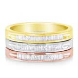 10K Yellow, White and Rose Gold over .925 Sterling Silver 5/8 Cttw Diamond Channel-Set Stackable Band Ring Set (H-I Color, I1-I2 Clarity)-2 thumbnail 3