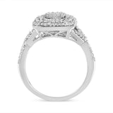 .925 Sterling Silver 1/2 Cttw Round-Cut Diamond Cluster Cushion Ring (I-J , I1-I2)-2 thumbnail 3