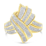 10K Yellow Gold Diamond Bypass Cocktail Ring (1 1/5 Cttw, I-J Color, I2-I3 Clarity)-2 thumbnail 3
