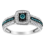 .925 Sterling Silver Treated Blue Miracle-Set Diamond Engagement Ring (1/2 Cttw, J-K Color, I1-I2 Clarity)-2 thumbnail 3