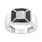 .925 Sterling Silver 3/8 Cttw Composite Enhanced Black and White Diamond Men's Band Ring (H-I, I2-I3)-2 thumbnail 3