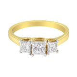 10K Yellow Gold Princess-Cut Diamond Three Stone Band Ring (1 Cttw, J-K Color, I1-I2 Clarity)-2 thumbnail 3