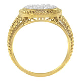 10K Yellow Gold Plated .925 Sterling Silver 1/2 Cttw Diamond Square Cushion Cluster Split Shank Cocktail Ring (J-K Color, I2-I3 Clarity)-2 thumbnail 3