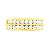 10K Yellow Gold Two-Row Diamond Band Ring (1 Cttw, J-K Color, I1-I2 Clarity)-2 thumbnail 3