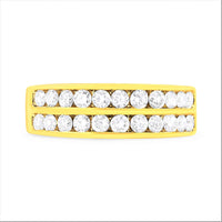 10K Yellow Gold Two-Row Diamond Band Ring (1 Cttw, J-K Color, I1-I2 Clarity)