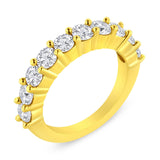 14K Yellow Gold Plated .925 Sterling Silver 2.0 Cttw Round Brilliant Cut Diamond 10 Stone Anniversary Band Ring (J-K Color, I1-I2 Clarity)-2 thumbnail 3
