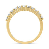 14K Yellow Gold Plated .925 Sterling Silver 1/2 cttw Shared Prong Set Brilliant Round-Cut Diamond 11 Stone Band Ring (J-K Color, I1-I2 Clarity)-2 thumbnail 3