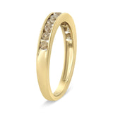 14K Yellow Gold Plated .925 Sterling Silver 1/2 Cttw Channel Set Round Champagne Diamond 11 Stone Band Ring (K-L Color, I1-I2 Clarity)-2 thumbnail 3