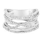 .925 Sterling Silver 1/4 Cttw Prong Set Round-Cut Diamond Bypass Ring (I-J Color, I1-I2 Clarity)-2 thumbnail 3