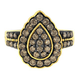 10K Yellow Gold Plated .925 Sterling Silver 1 1/8 cttw Prong-Set Round-Cut Diamond Pear Cocktail Ring (J-K Color, I1-I2 Clarity)-2 thumbnail 3
