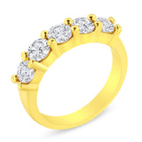 14K Yellow Gold Plated .925 Sterling Silver 1 1/2 Cttw Shared Prong Set Brilliant Round-Cut Diamond Anniversary or Wedding Band Ring (K-L Color, SI2-I1 Clarity)-2 thumbnail 3