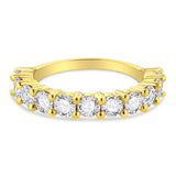 14K Yellow Gold Plated .925 Sterling Silver 2.00 Cttw Shared Prong Set Round-Diamond 11 Stone Band Ring (J-K Color, I1-I2 Clarity)-2 thumbnail 3