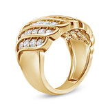 14K Yellow Gold Plated .925 Sterling Silver 2.00 Cttw Diamond Multi Row Band Ring (J-K Color, I1-I2 Clarity)-2 thumbnail 3