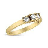 14K Yellow Gold Plated .925 Sterling Silver 1/4 Cttw Diamond 3 Stone Illusion Plate Ring (J-K Color, I1-I2 Clarity)-2 thumbnail 3