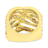 10K Yellow Gold 3.00 Cttw Diamond Multi Row Bypass Wave Cocktail Band Ring (J-K Color, I1-I2 Clarity)-2 thumbnail 3