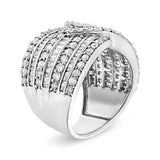 .925 Sterling Silver 2 3/8 Cttw Diamond Multi Row Overlay Band Ring ( J-K Color, I3 Clarity)-2 thumbnail 3